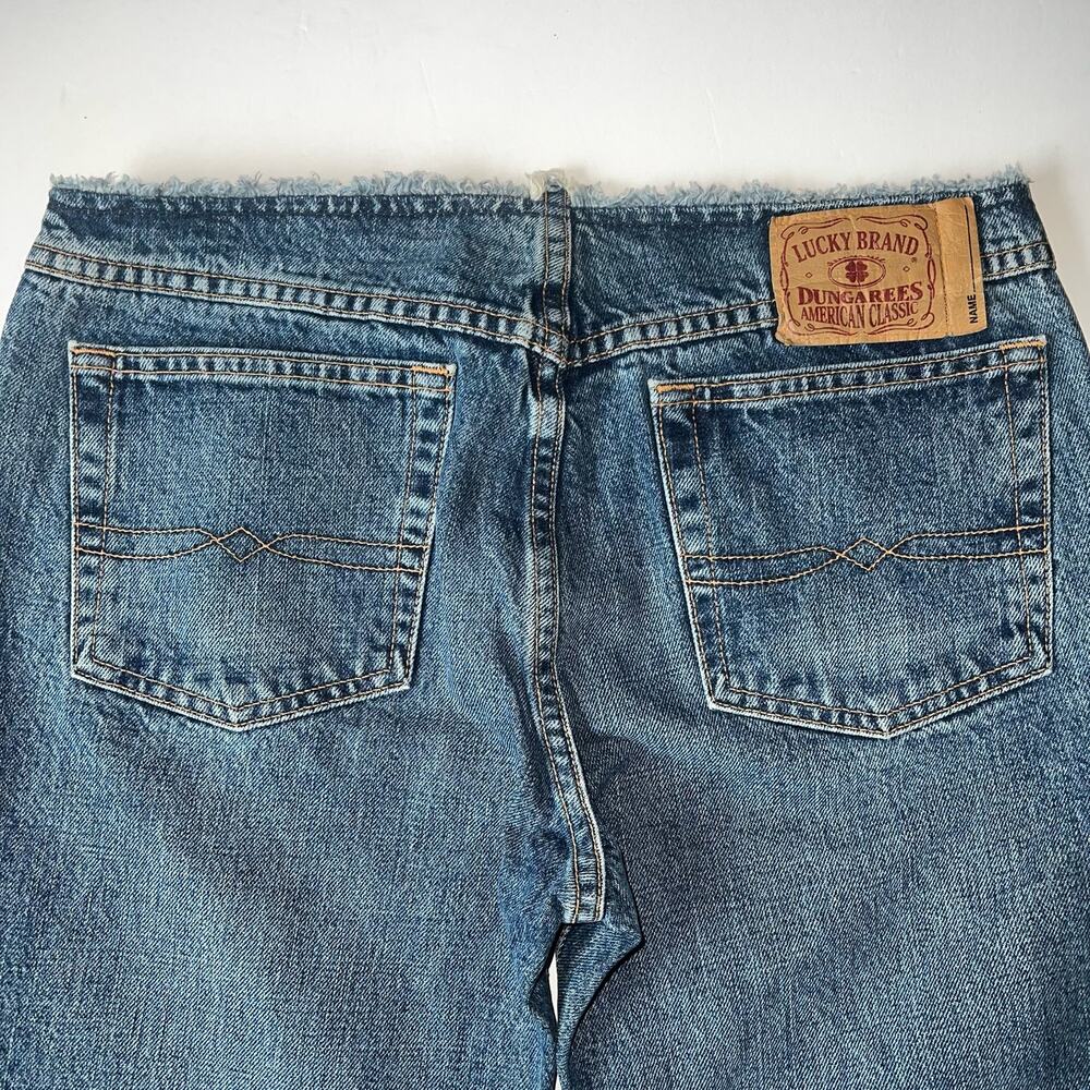 Vintage LUCKY BRAND frayed waist boot cut Dunagrees size 27 Short - Picture 5 of 8